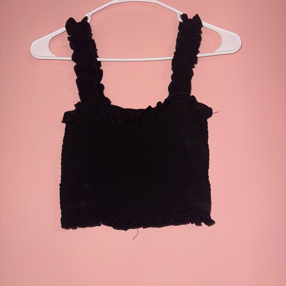 SHEIN Black Ruffle Tank Top